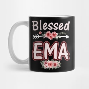 Womens Blessed Ema Floral Mom Grandma Xmas Birthday Mug